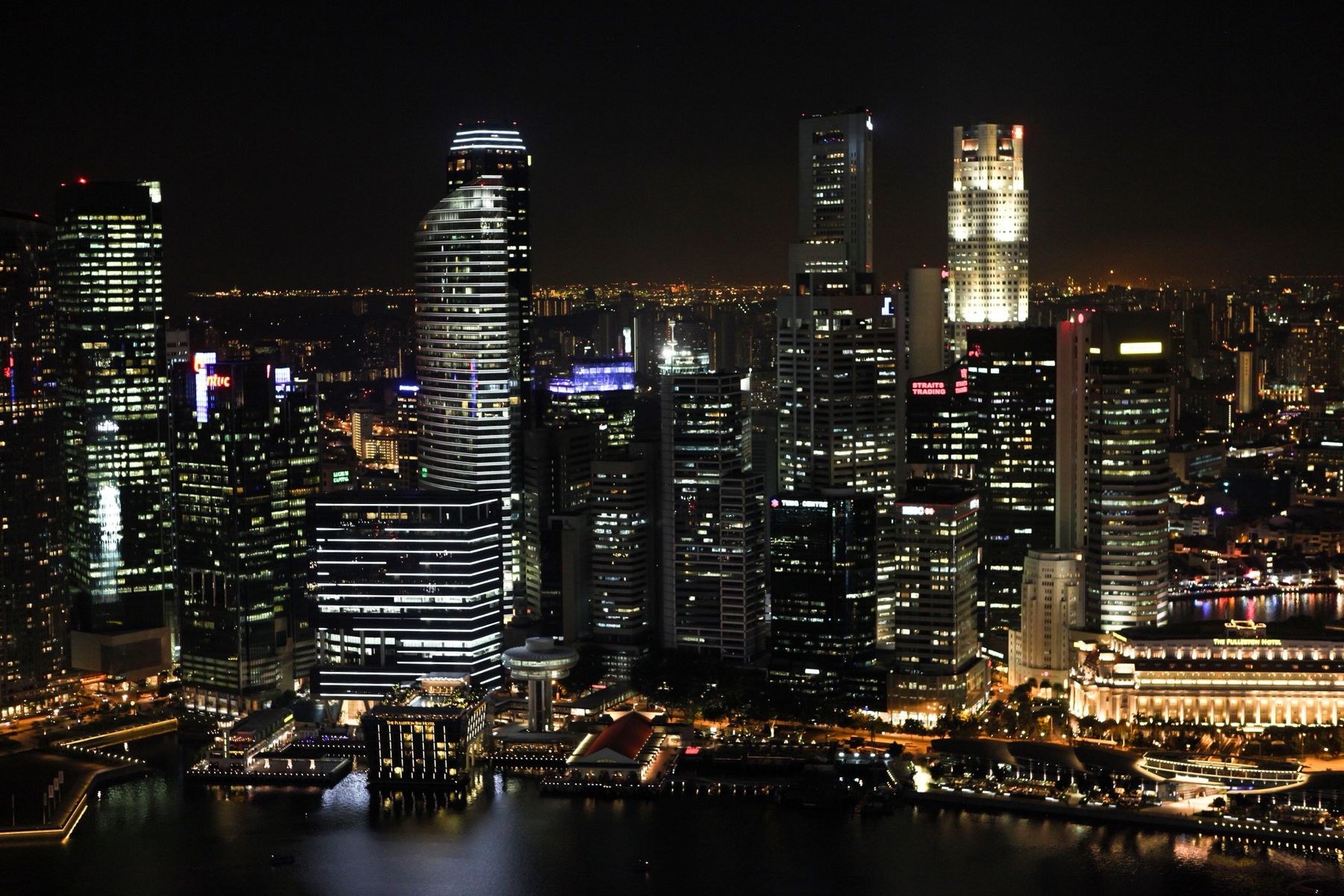 The city centre at night seen from above